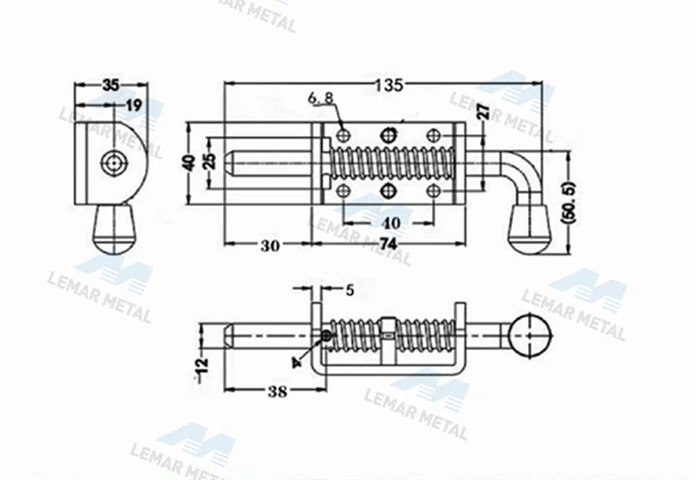 Spring loaded bolt Latch Spring loaded bolt Latch